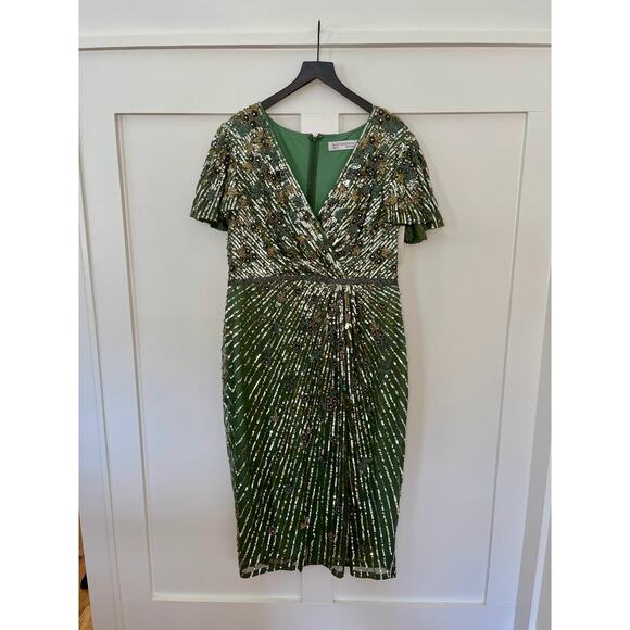 Mac Duggal Midi Dress in Sage Green STYLE 5582 Size 16 - Picture 2 of 4